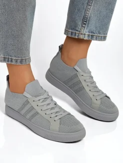 Androsia Gray Sneakers – Stylowe buty sportowe płaskie na lato i wiosnę