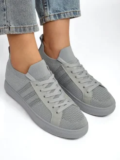 Androsia Gray Sneakers – Stylowe buty sportowe płaskie na lato i wiosnę