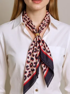 Apollonia – apaszka damska z poliestru ze wzorem leopard, beżowo-czarna