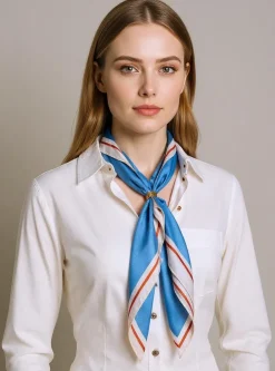 Apollonia - Niebieska apaszka damska z poliestru 69x66 cm