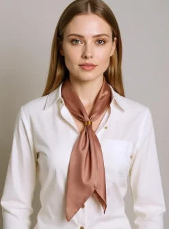 Apollonia Ciemnobrązowa Apaszka Damska z Poliestru Satynowego 69x66 cm