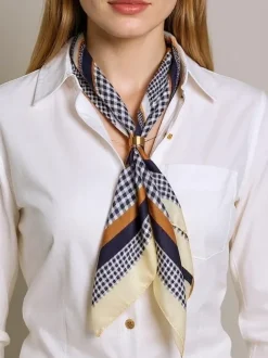 Apollonia elegancki szalik damski z poliestru 69x66 cm – biały/czarny