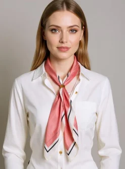 Apollonia różowa apaszka damska z poliestru 69x66 cm – styl klasyczny