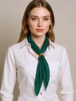 Apollonia Verde – Zielona Apaszka Plisowana z Poliestru Damska Eleganza