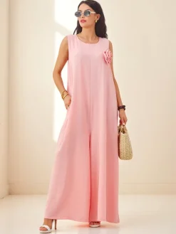 Atena Rosa Palazzo – elegancki kombinezon na ramiączkach z tkaniny wiskozowej