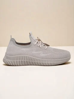 Aurelia Beige Royalfashion – Beżowe tenisówki damskie tkanina sznurowane