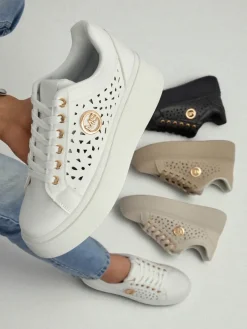 Aurelia Bianca – Białe Sneakersy Platforma Royalfashion Ecru