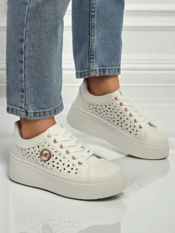 Aurelia Bianca – Białe Sneakersy Platforma Royalfashion Ecru