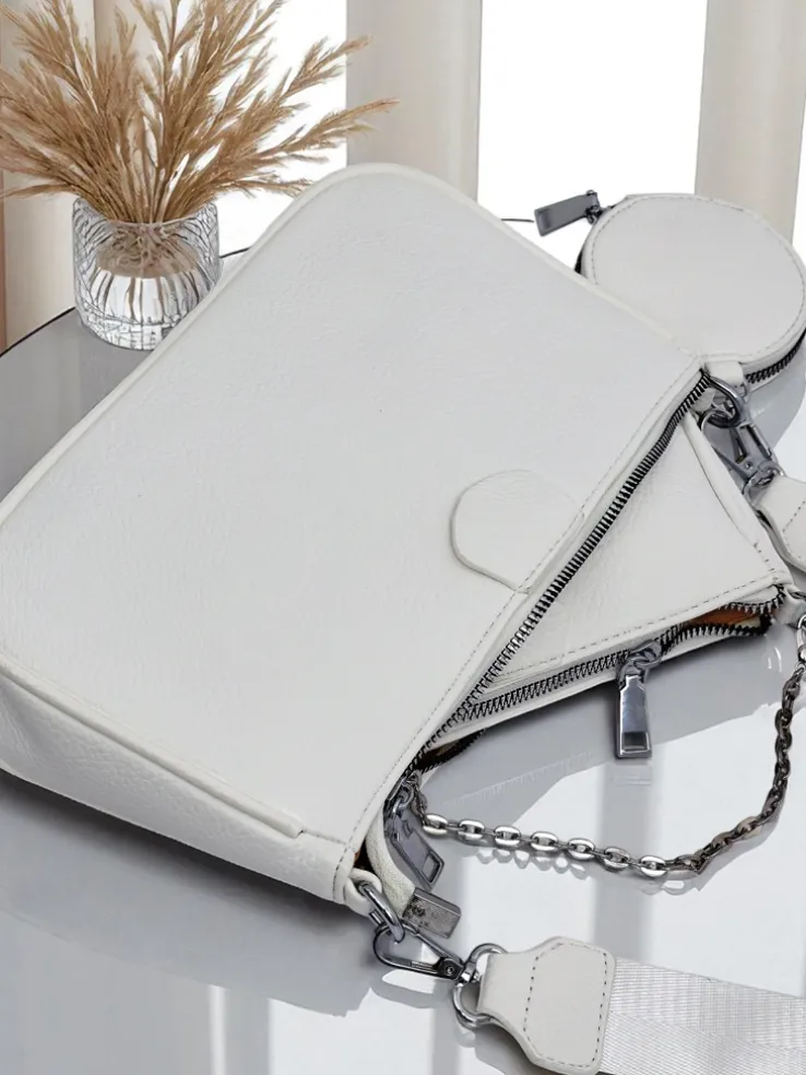 Aurelia Bianca – Mała biała torebka damska z ekoskóry z łańcuszkiem