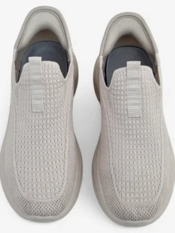 Aurelia Comfort Beżowe Slip On Damskie Buty z Tkaniny Na Płaskim Obcasie