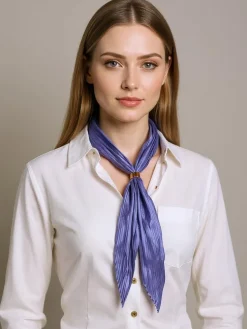 Aurelia Granatowy Szalik Damski Plisowany 100% Poliester Fashion