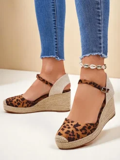 Aurelia Leopard Koturny Royalfashion damskie skóra ekologiczna camel