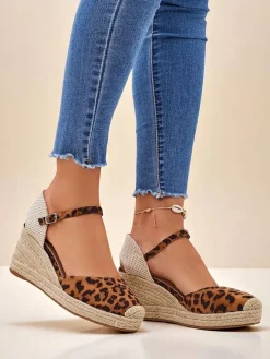 Aurelia Leopard Koturny Royalfashion damskie skóra ekologiczna camel