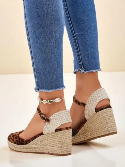 Aurelia Leopard Koturny Royalfashion damskie skóra ekologiczna camel