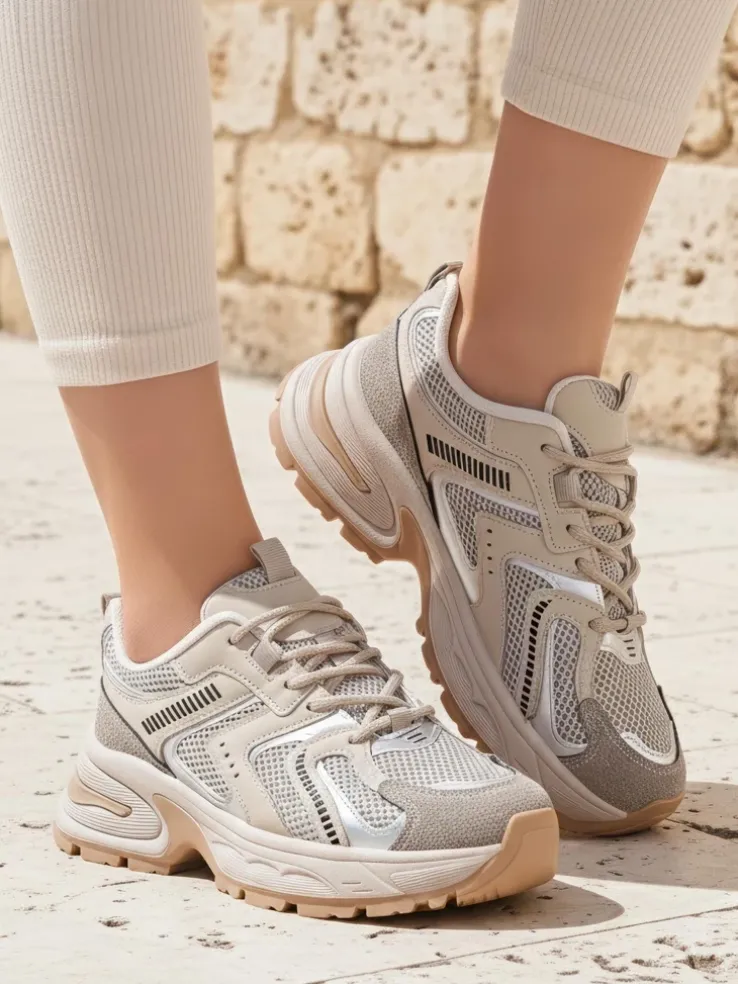 Aurelia Luna damskie sneakersy Royalfashion sznurowane ecru