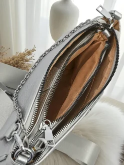 Aurelia Multi Silver – Torebka damska 3w1 z eko skóry z okrągłą saszetką