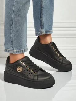 Aurelia Nero - Czarna platforma Royalfashion z eko skóry, model LH201-8