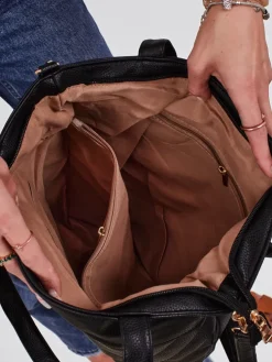 Aurora Maxima Milano Torebka Shopper A4 z ekologicznej skóry czarna elegancka