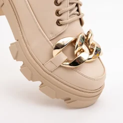 Beżowe półbuty na płaskim obcasie Eqoia - Obuwie