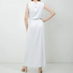 Biała damska maxi sukienka - Odzież