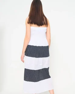 Biała sukienka w groszki PLUS SIZE - Odzież