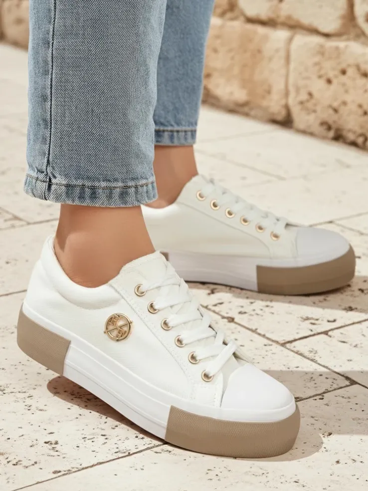 Białe sneakersy damskie Aurelio Canvas