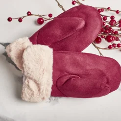 Bordowe dziecięce rękawiczki na sznurku i z jednym palcem - Rękawiczki