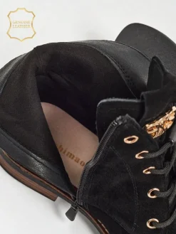 Botki damskie Aurelia Romano z naturalnego zamszu – brązowe, z futerkiem