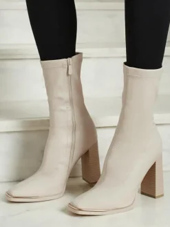 Botki damskie eko skórzane na słupku Morvella