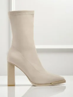 Botki damskie eko skórzane na słupku Morvella