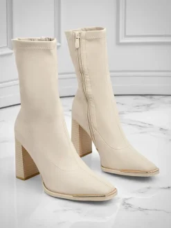 Botki damskie eko skórzane na słupku Morvella