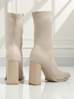 Botki damskie eko skórzane na słupku Morvella