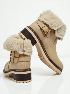 Botki damskie eko skórzane z kożuszkiem Kavira