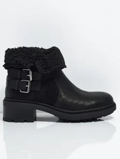 Botki damskie eko skórzane z kożuszkiem Kavira