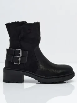 Botki damskie eko skórzane z kożuszkiem Kavira