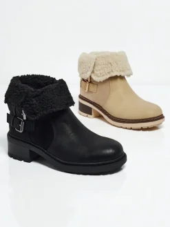 Botki damskie eko skórzane z kożuszkiem Kavira