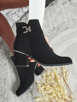 Botki damskie eko skórzane na słupku Ruvina