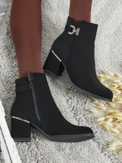 Botki damskie eko skórzane na słupku Ruvina