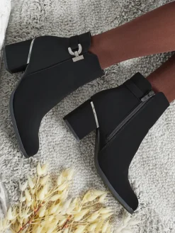 Botki damskie eko skórzane na słupku Ruvina