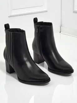 Botki damskie eko skórzane na słupku Nerelle