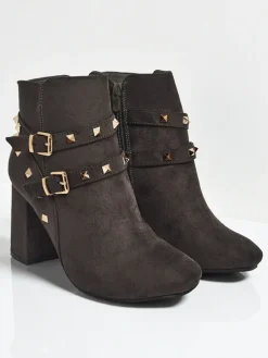 Botki damskie eko zamszowe z dżetami Selva