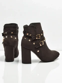 Botki damskie eko zamszowe z dżetami Selva