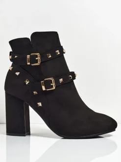 Botki damskie eko zamszowe z dżetami Selva