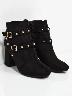 Botki damskie eko zamszowe z dżetami Selva