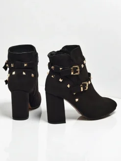 Botki damskie eko zamszowe z dżetami Selva