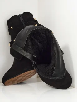 Botki damskie eko zamszowe z dżetami Selva