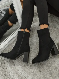 Botki damskie eko zamszowe na słupku Rune Fast