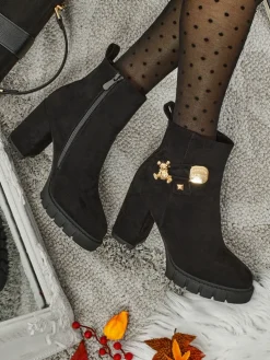 Botki damskie eko zamszowe na słupku Bearr