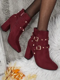 Botki damskie eko zamszowe z dżetami Selva