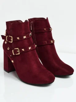 Botki damskie eko zamszowe z dżetami Selva